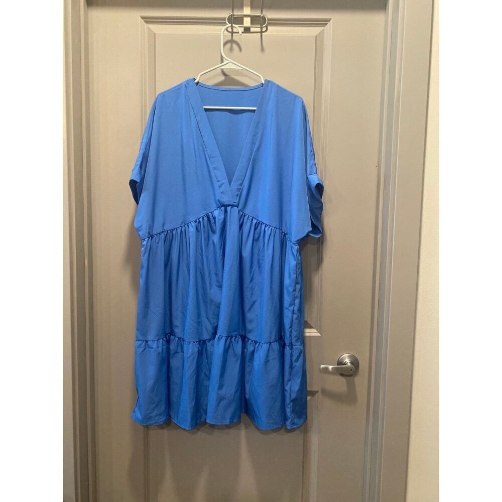 Blue Tiered Babydoll Dress 3XL Flowy
